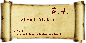 Privigyei Aletta névjegykártya